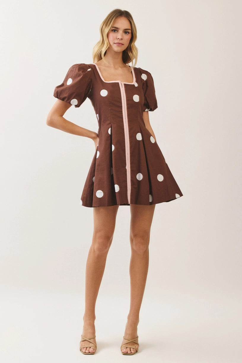 Chocolate Polka Dot Mini Dress