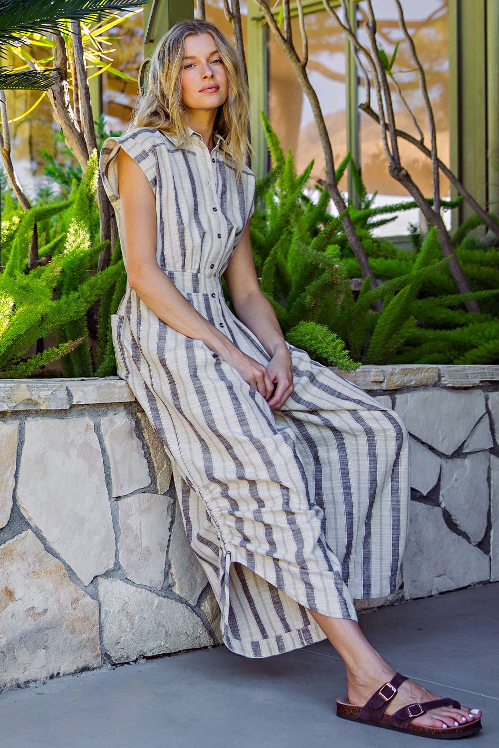 Striped Linen Parachute Jumpsuit