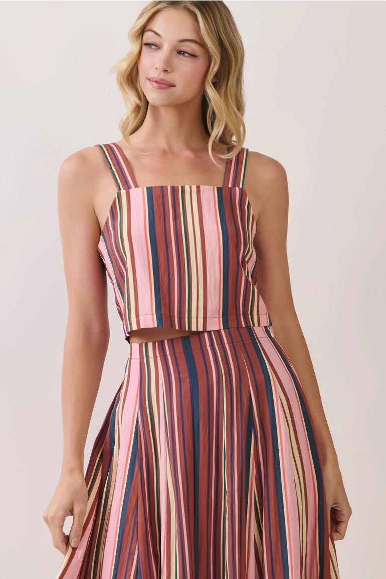 Multi Stripe Midi Skirt & Crop Top