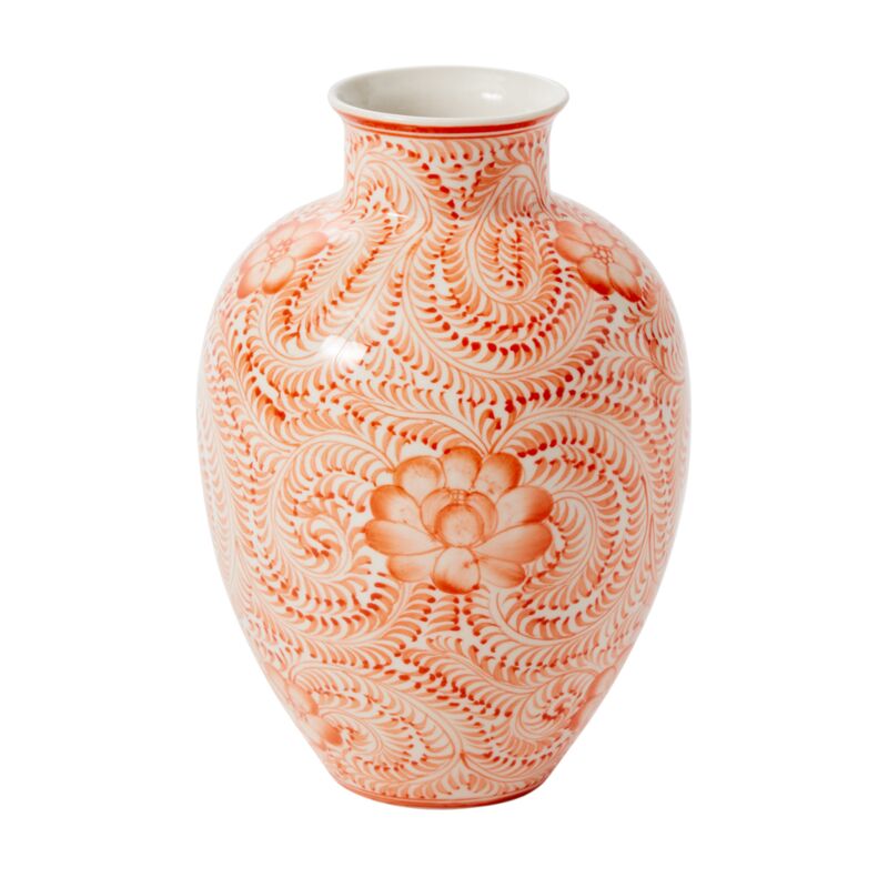 Coral Chinoiserie Large Vase