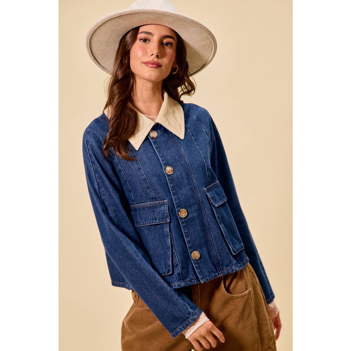 Zip Up and Button Denim Jacket