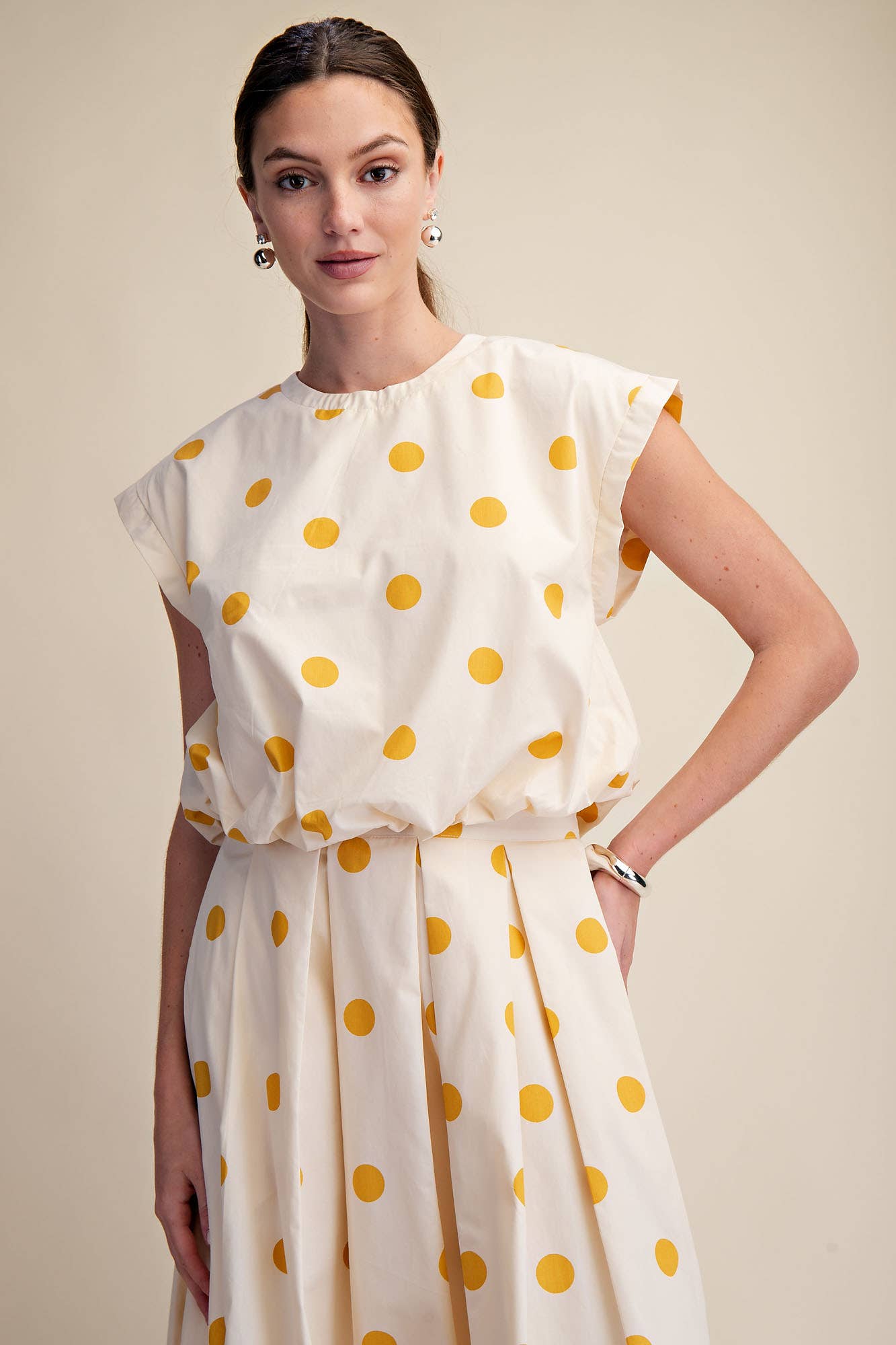 Polka Dot Bubble Crop Top