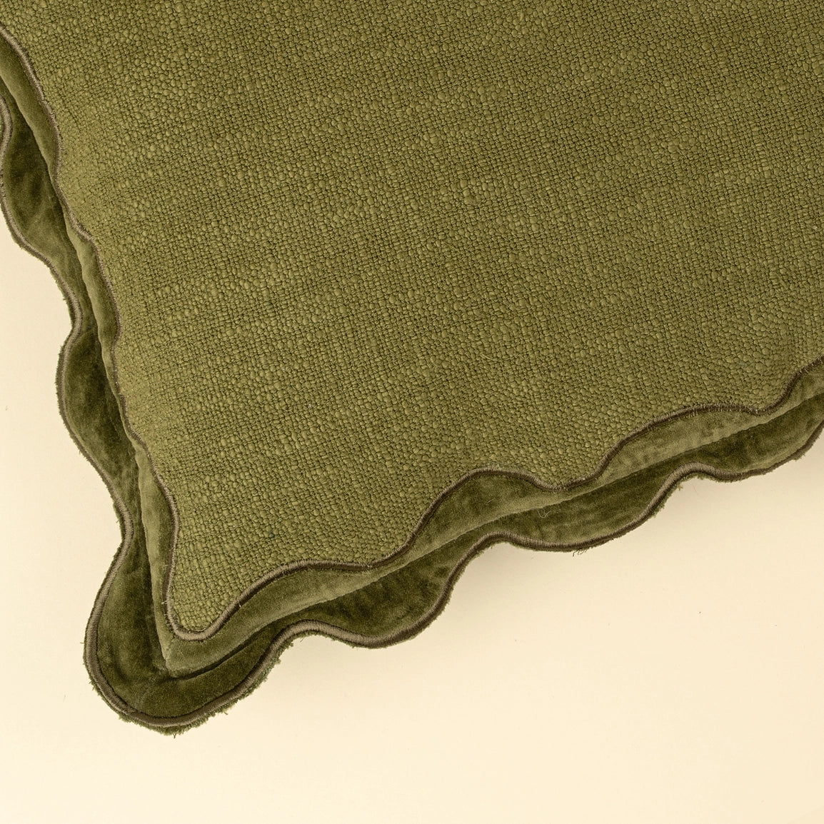 Velvet Scallop Trim Pillow