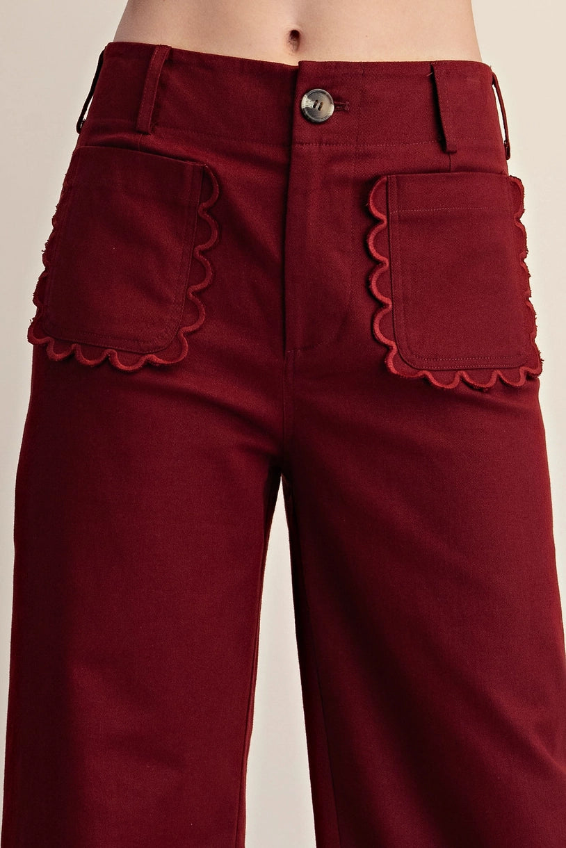Colette Wide-Leg Scallop Pocket Pants