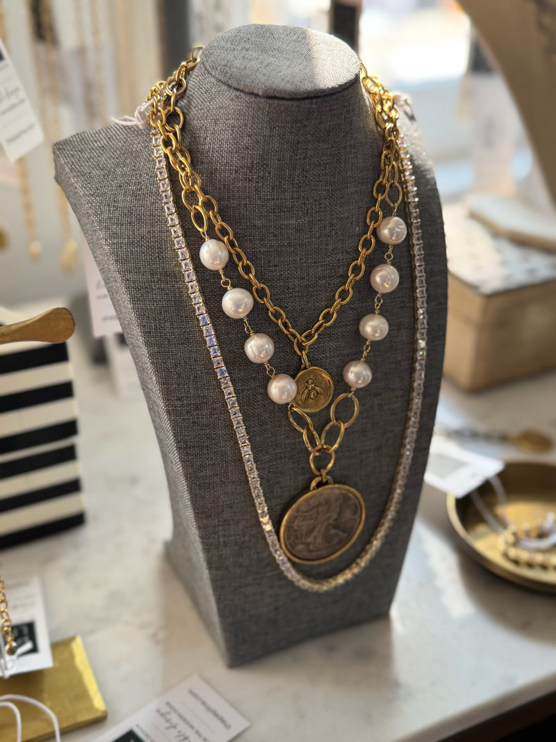 Gold Bee Amulet Necklace