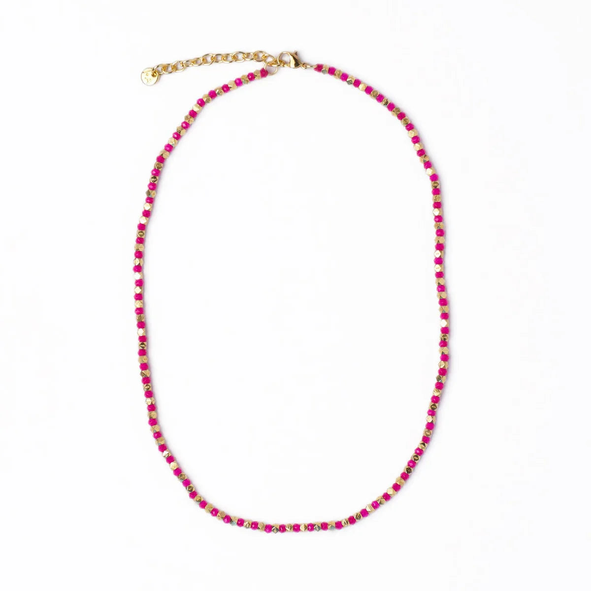 Crystal Necklace With Alternating Brass Beads
