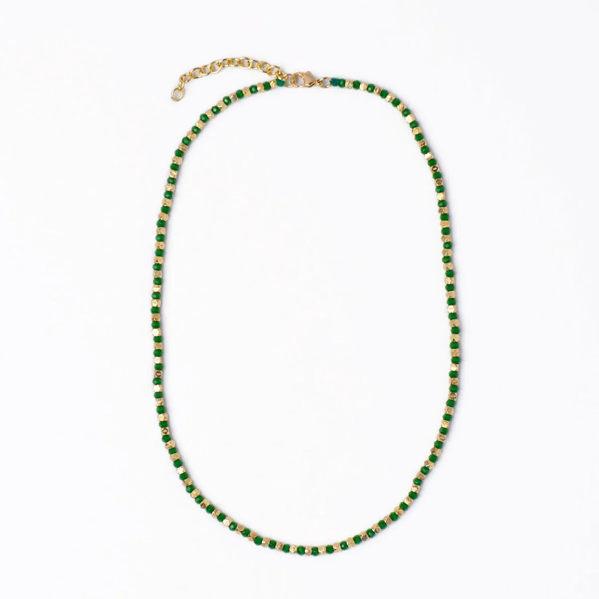 Crystal Necklace With Alternating Brass Beads
