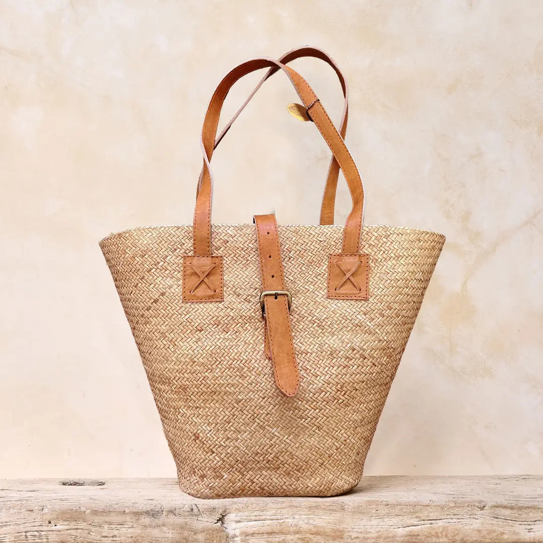 Rattan Drawstring Basket Bag