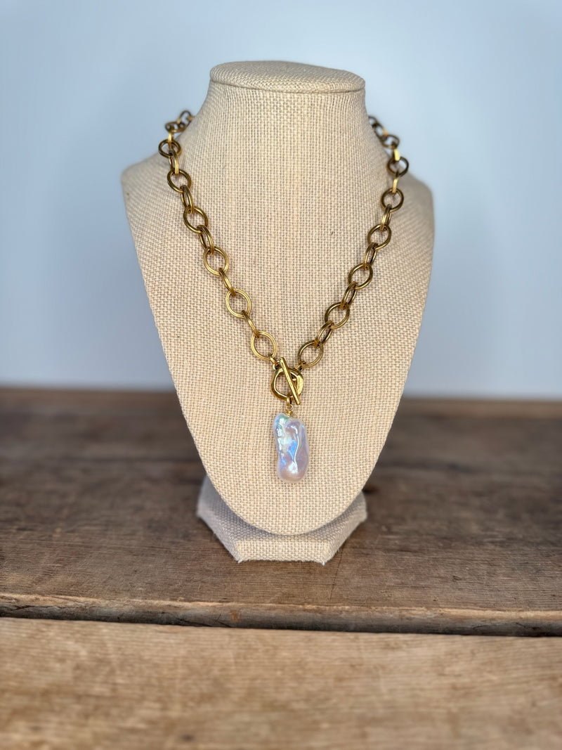 Pearl Drop Gold Necklace