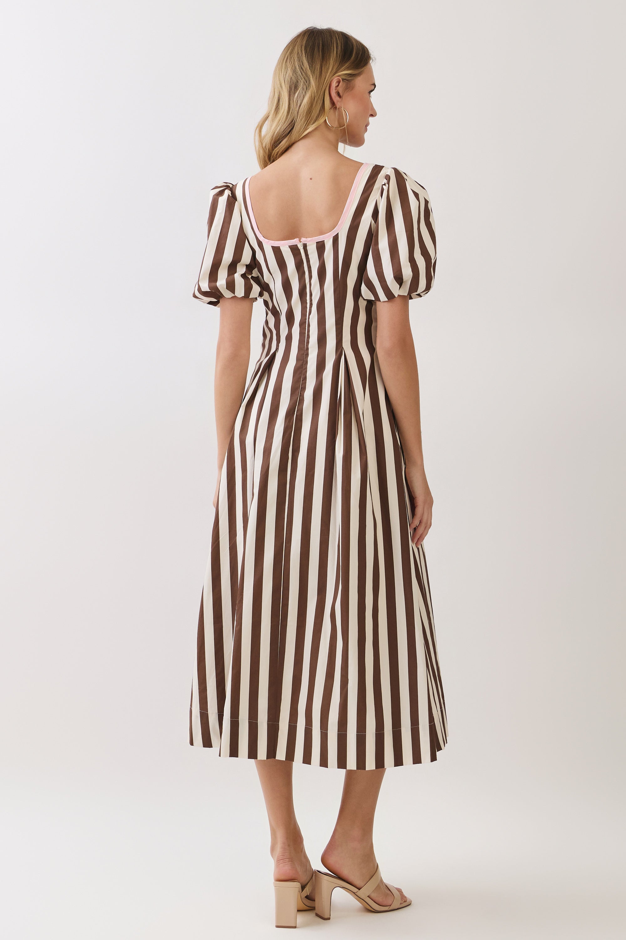 Chocolate Striped Square Neck Mini Dress