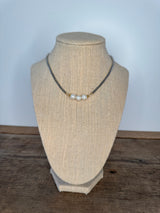 Three Pearl Gunmetal Necklace
