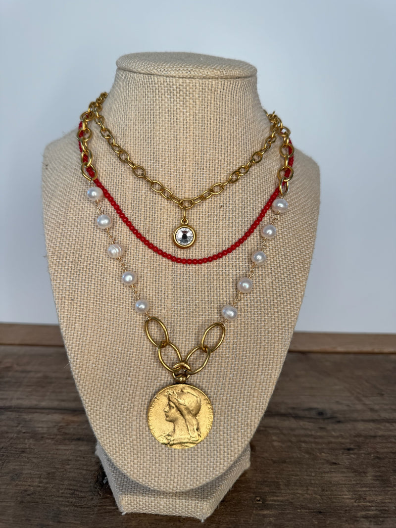 Center Gem Gold Necklace