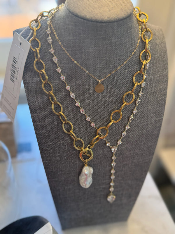 Pearl Drop Gold Necklace