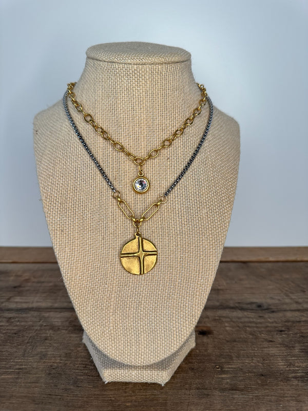 Center Gem Gold Necklace