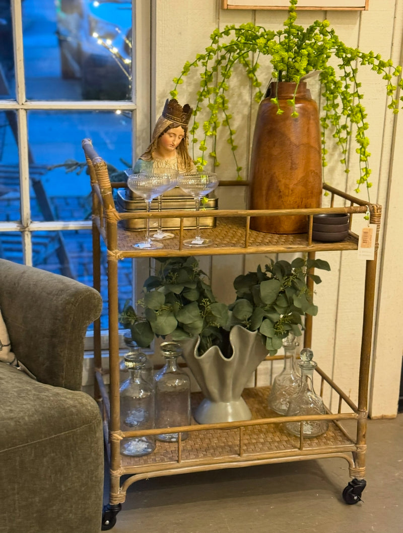 Bamboo and Rattan Bar Cart