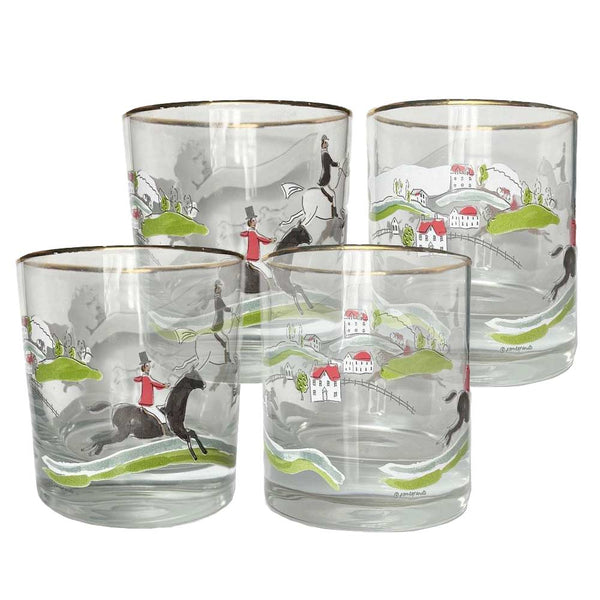 Hunt Scene Bourbon Glass