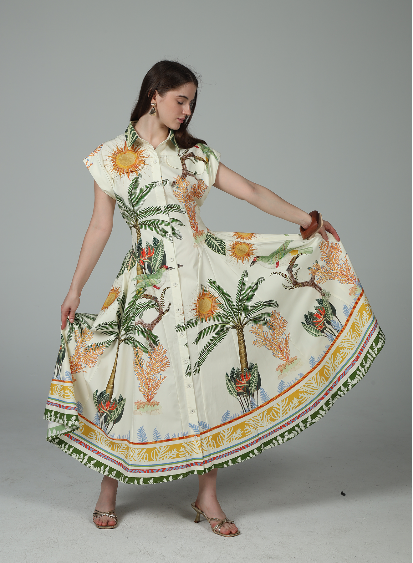 Tropical Print Maxi Dress