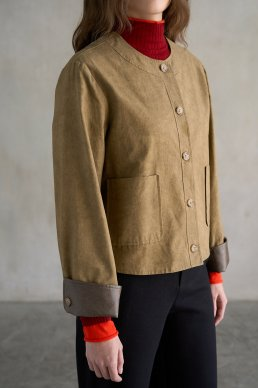 Washed Cotton Button Down Jacket