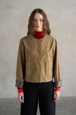 Washed Cotton Button Down Jacket