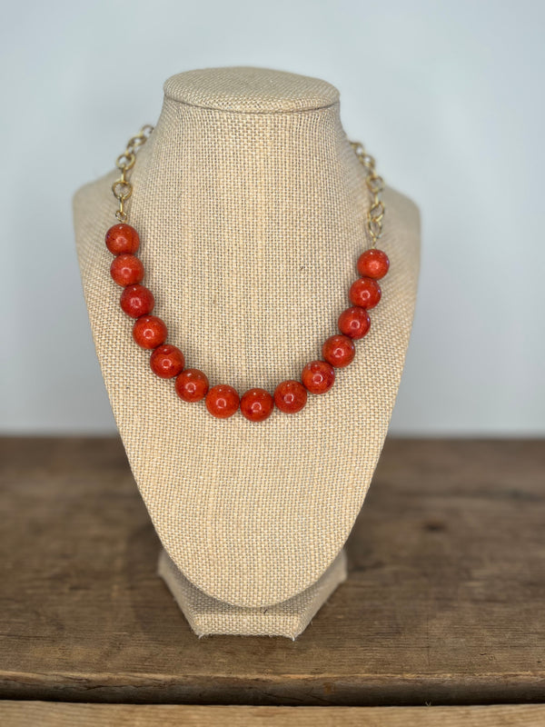 Coral Beaded Necklace Large