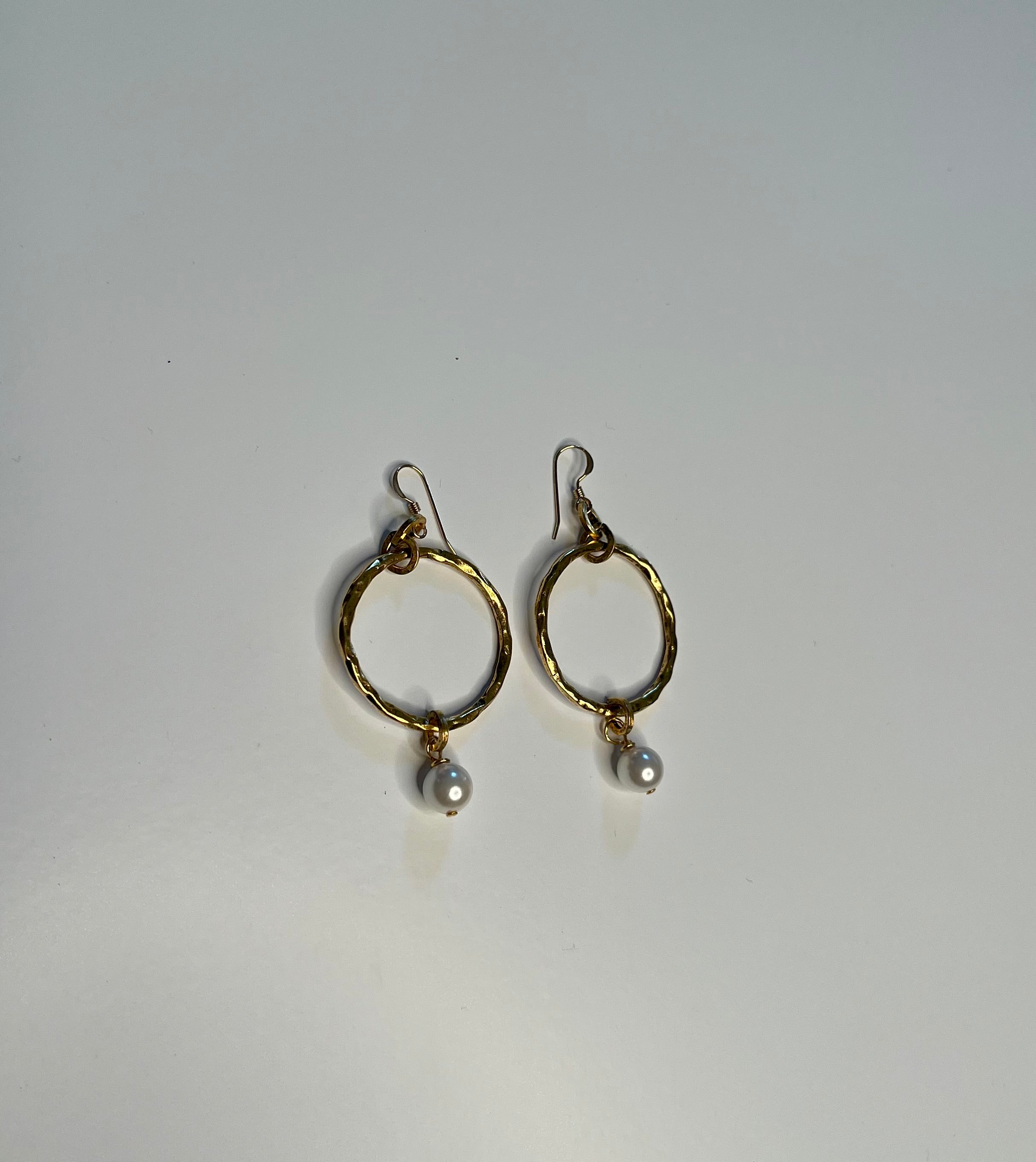 Gold Loop Earrings with Bead