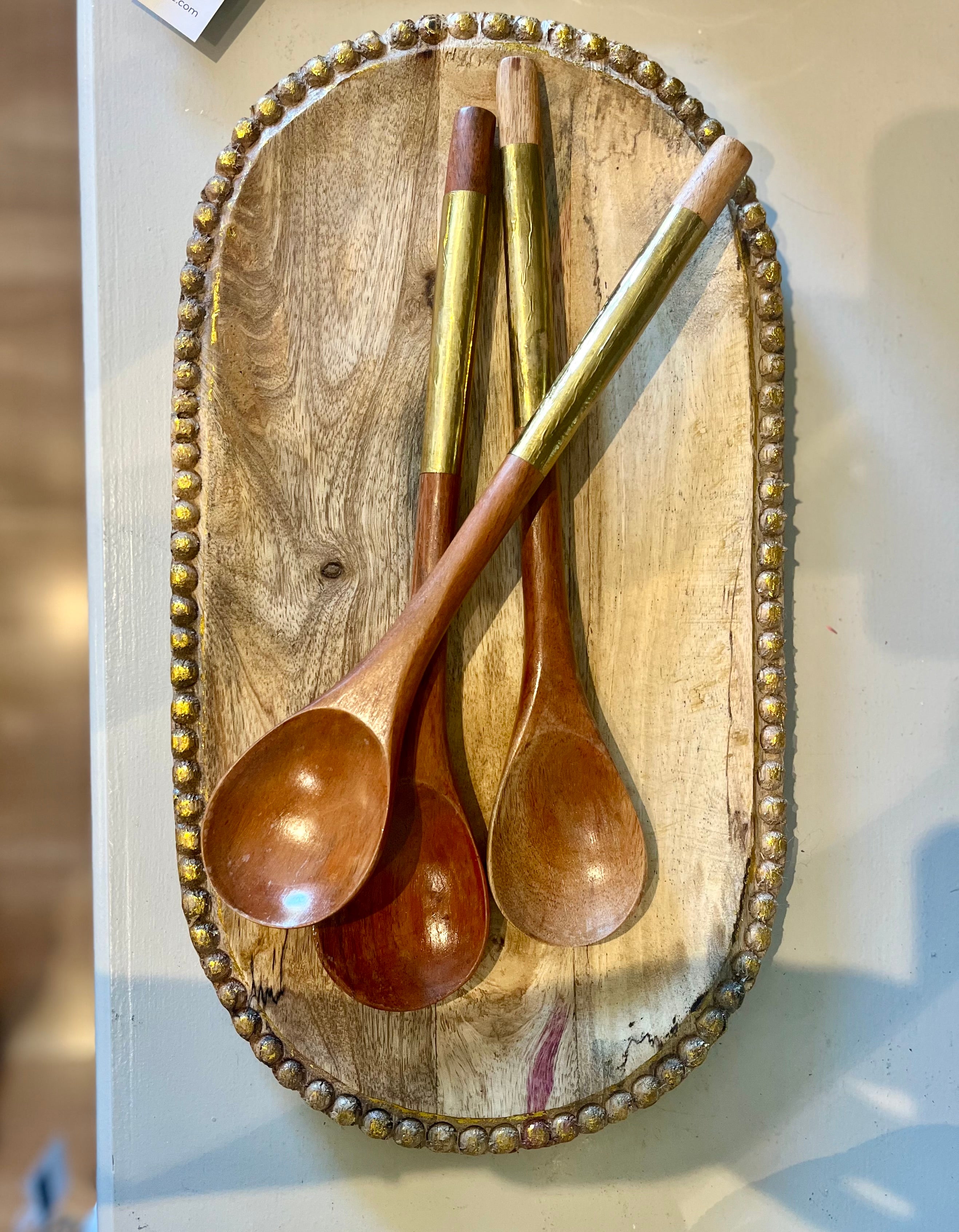 Wood Spoon Brass Handle