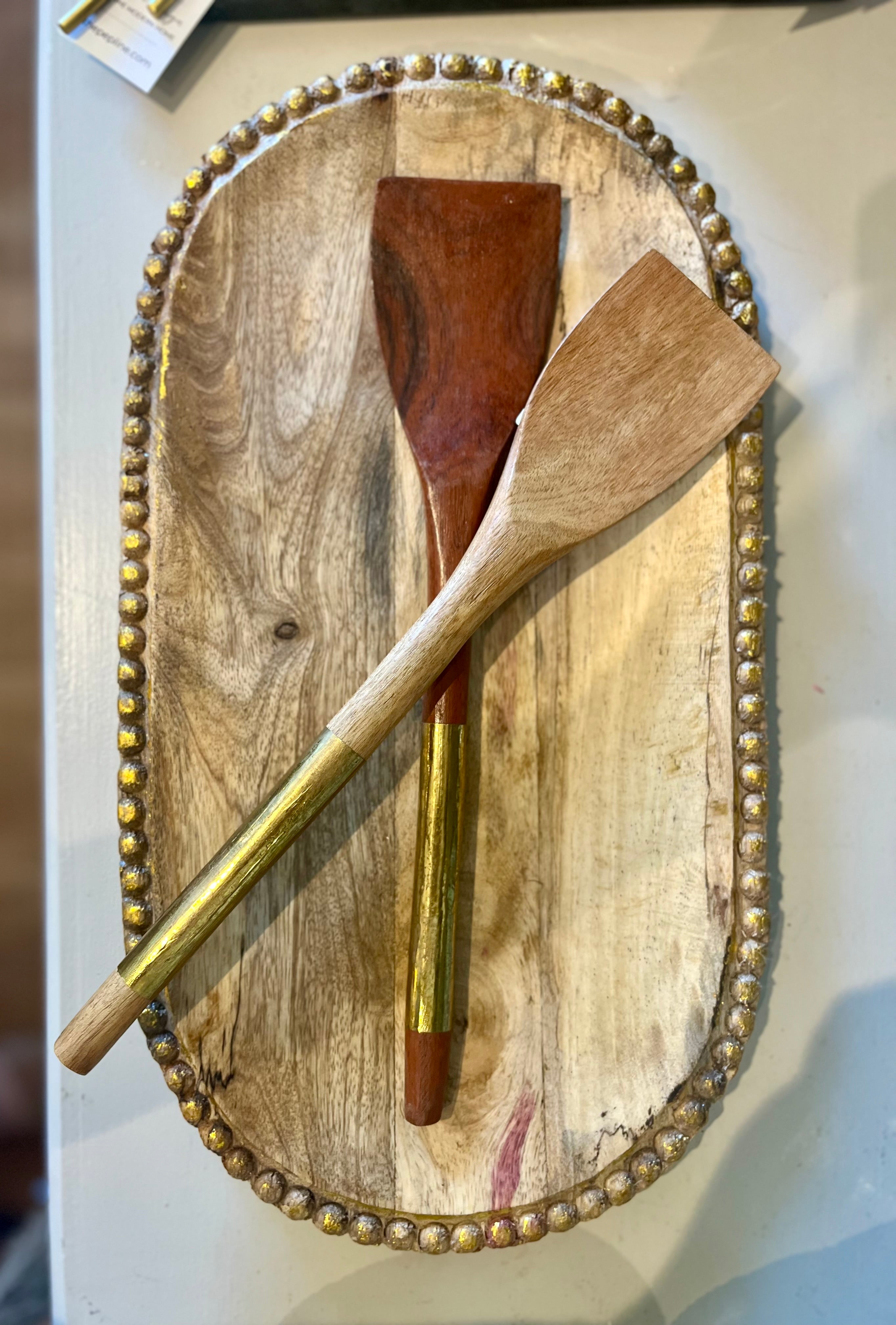 Wood Spatula Brass Handle