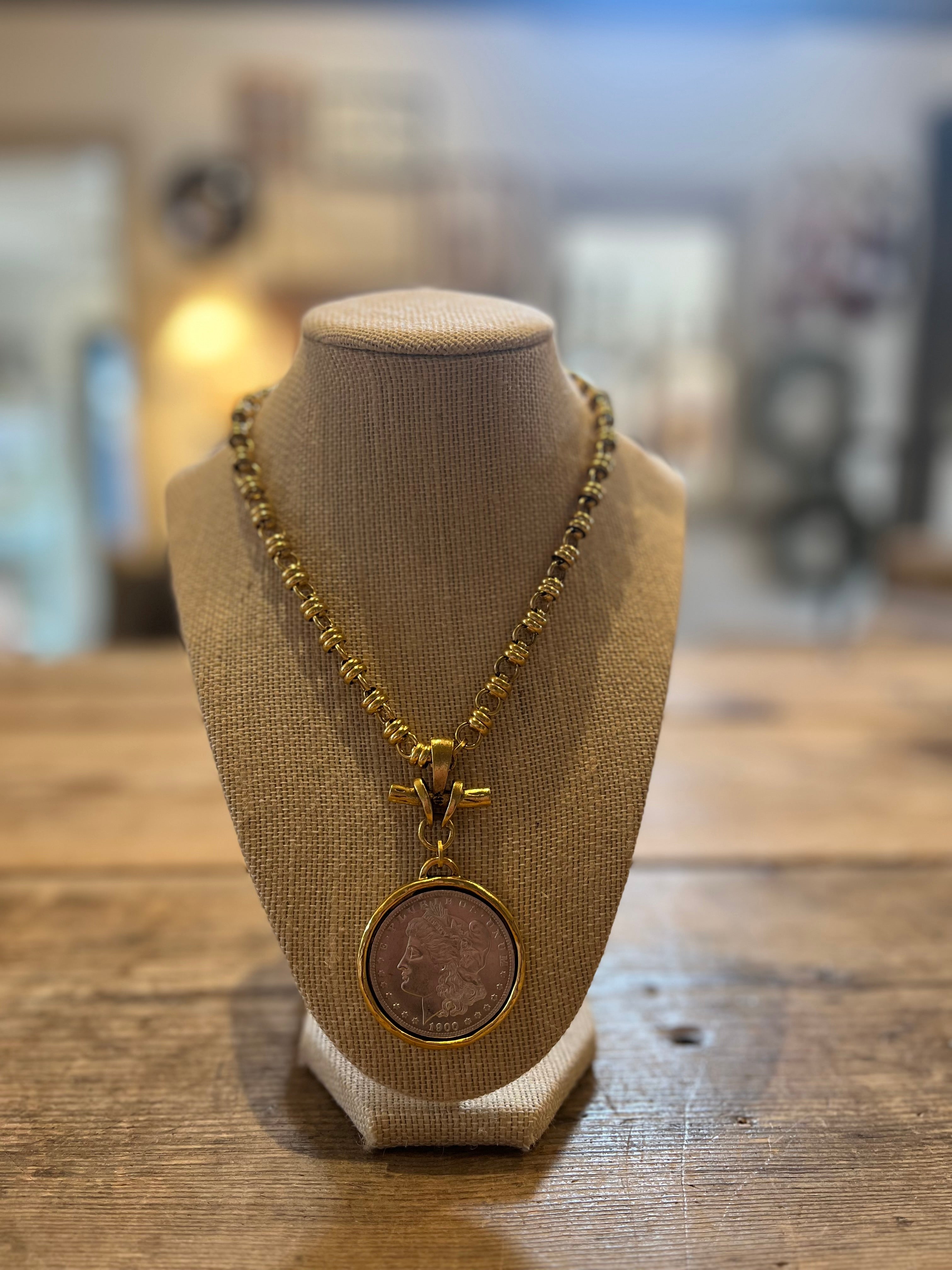 Gold Circle Medallion Necklace
