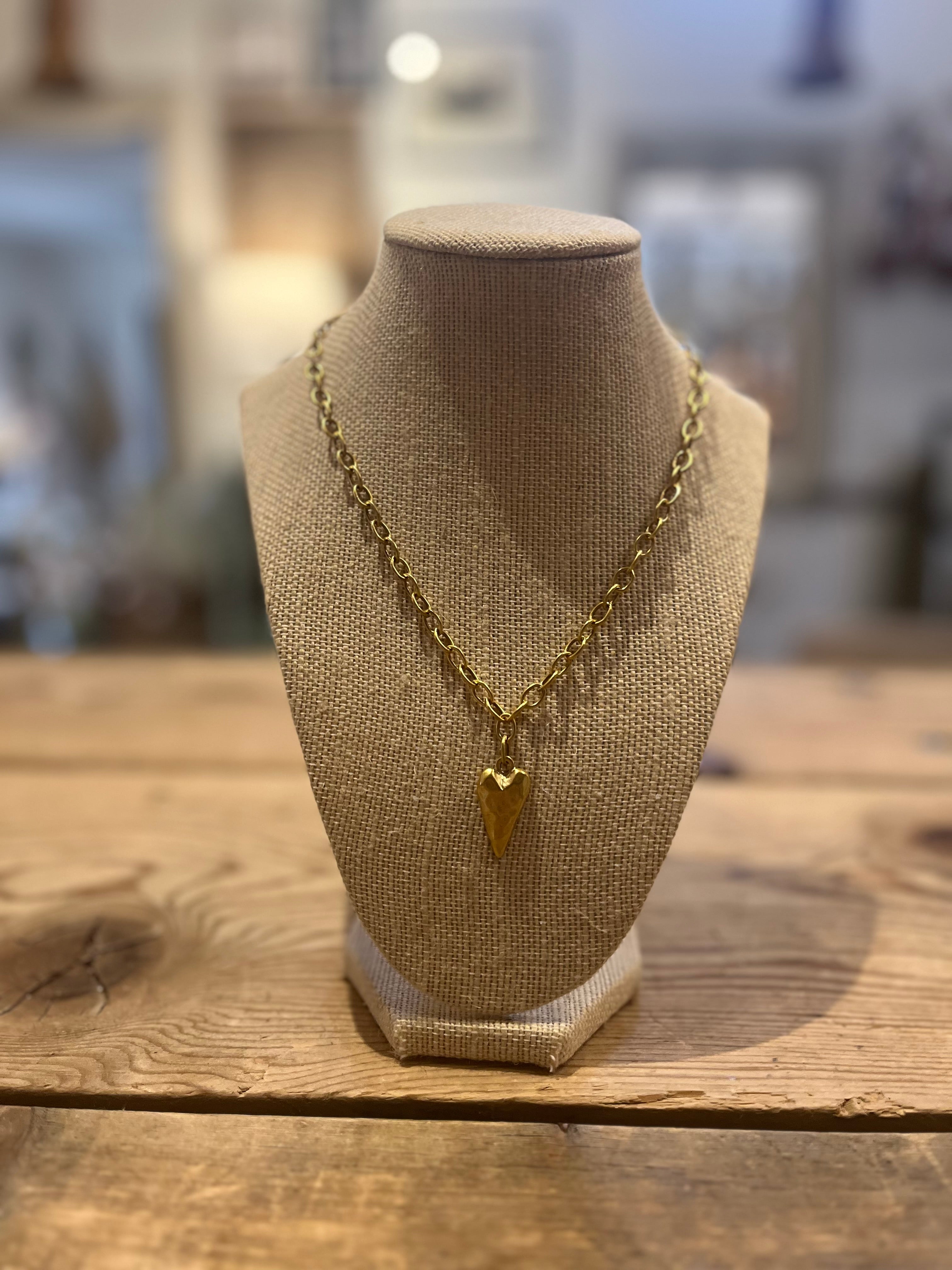Long Heart Gold Necklace