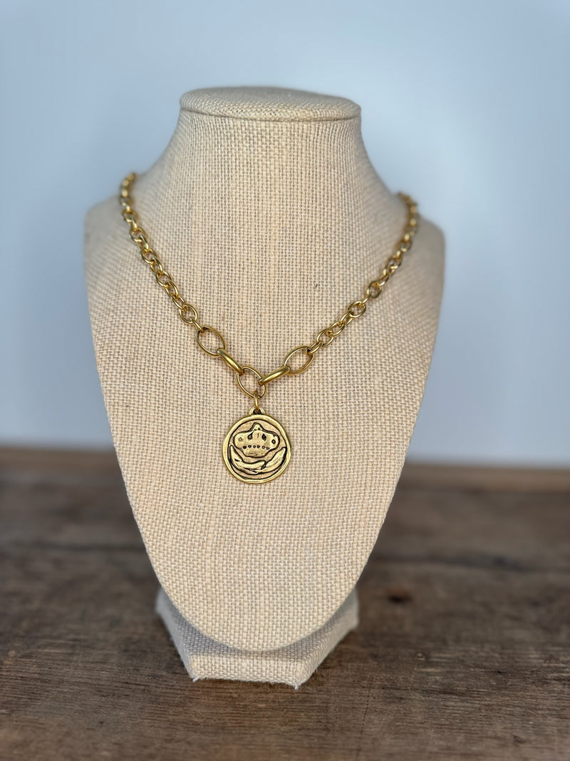 Gold Bee Amulet Necklace