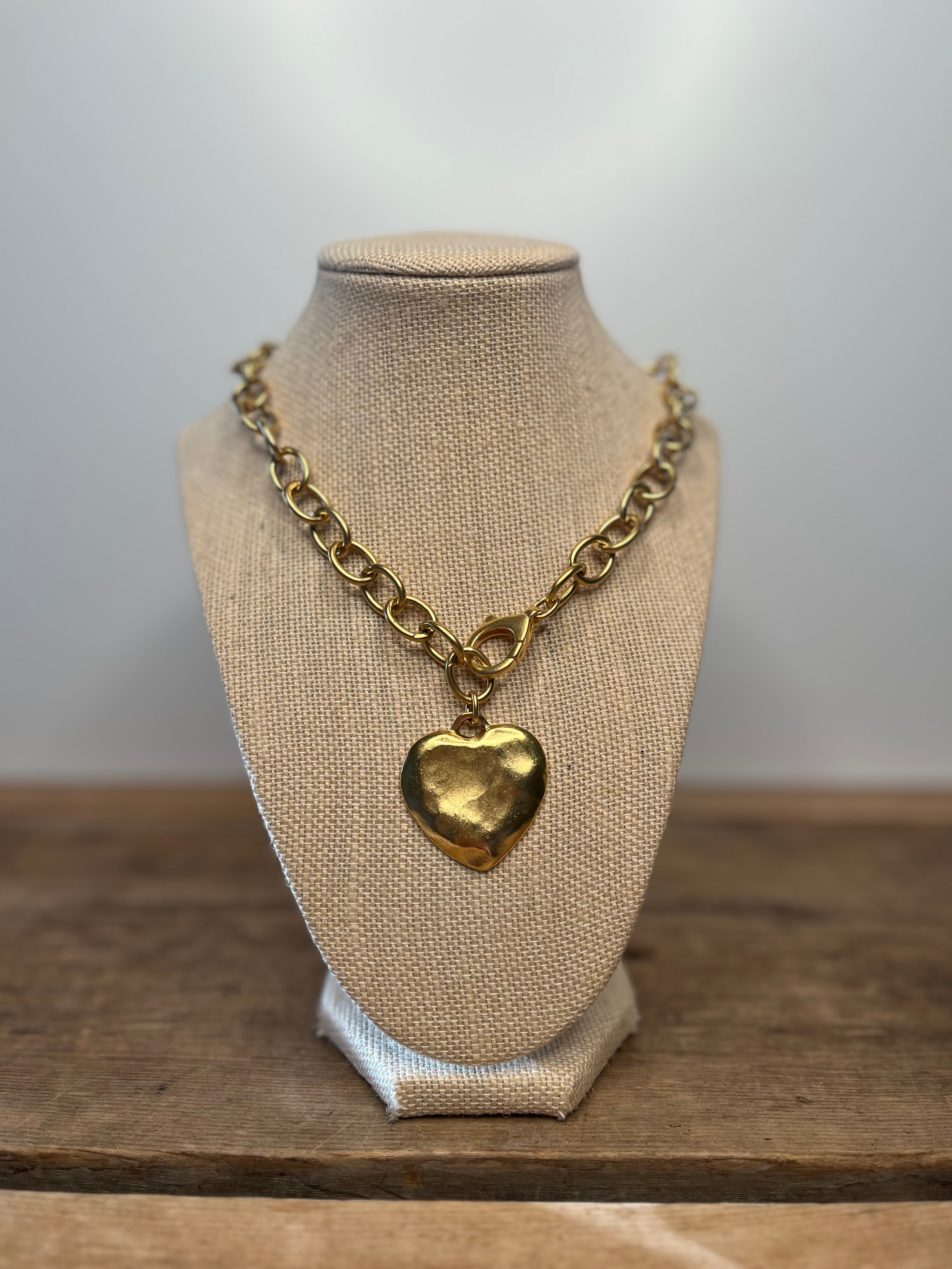 Front Clasp Large Gold Heart Necklace