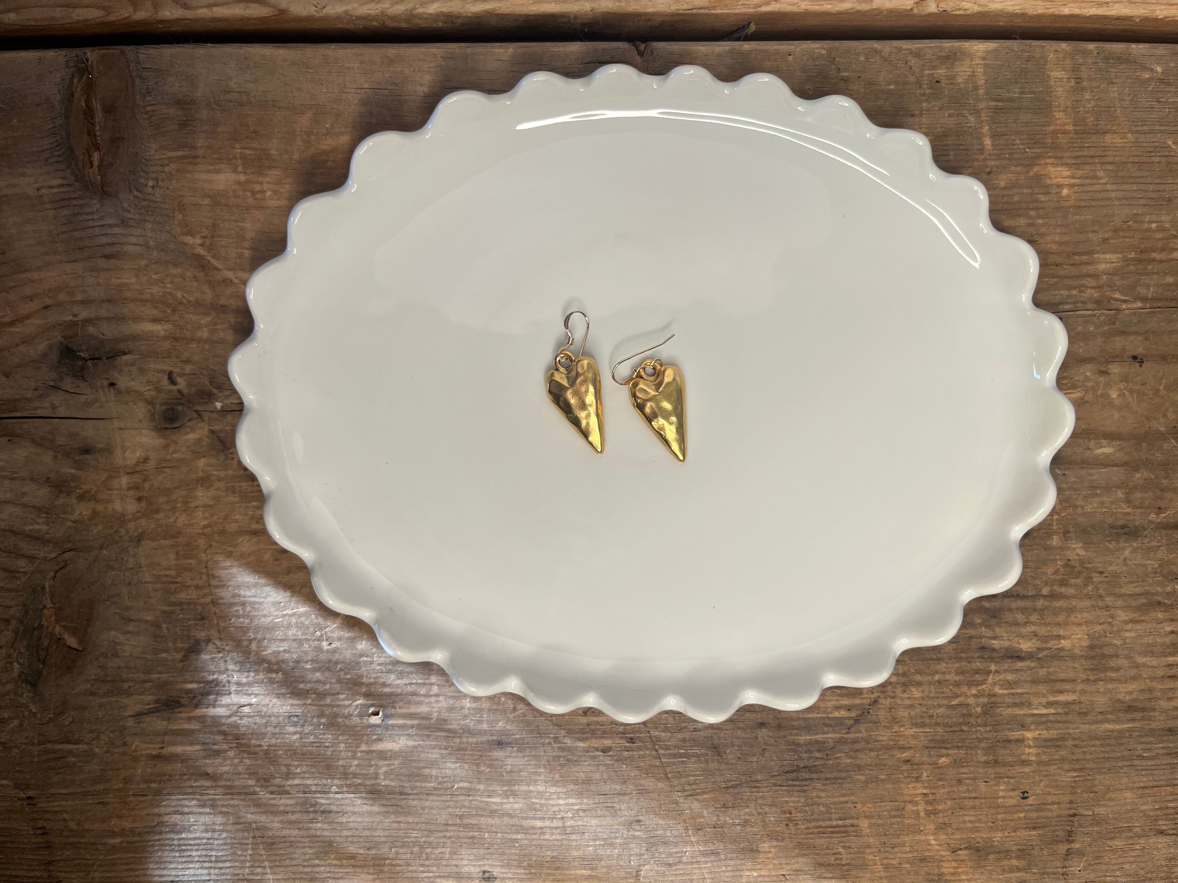 Long Heart Gold Earrings