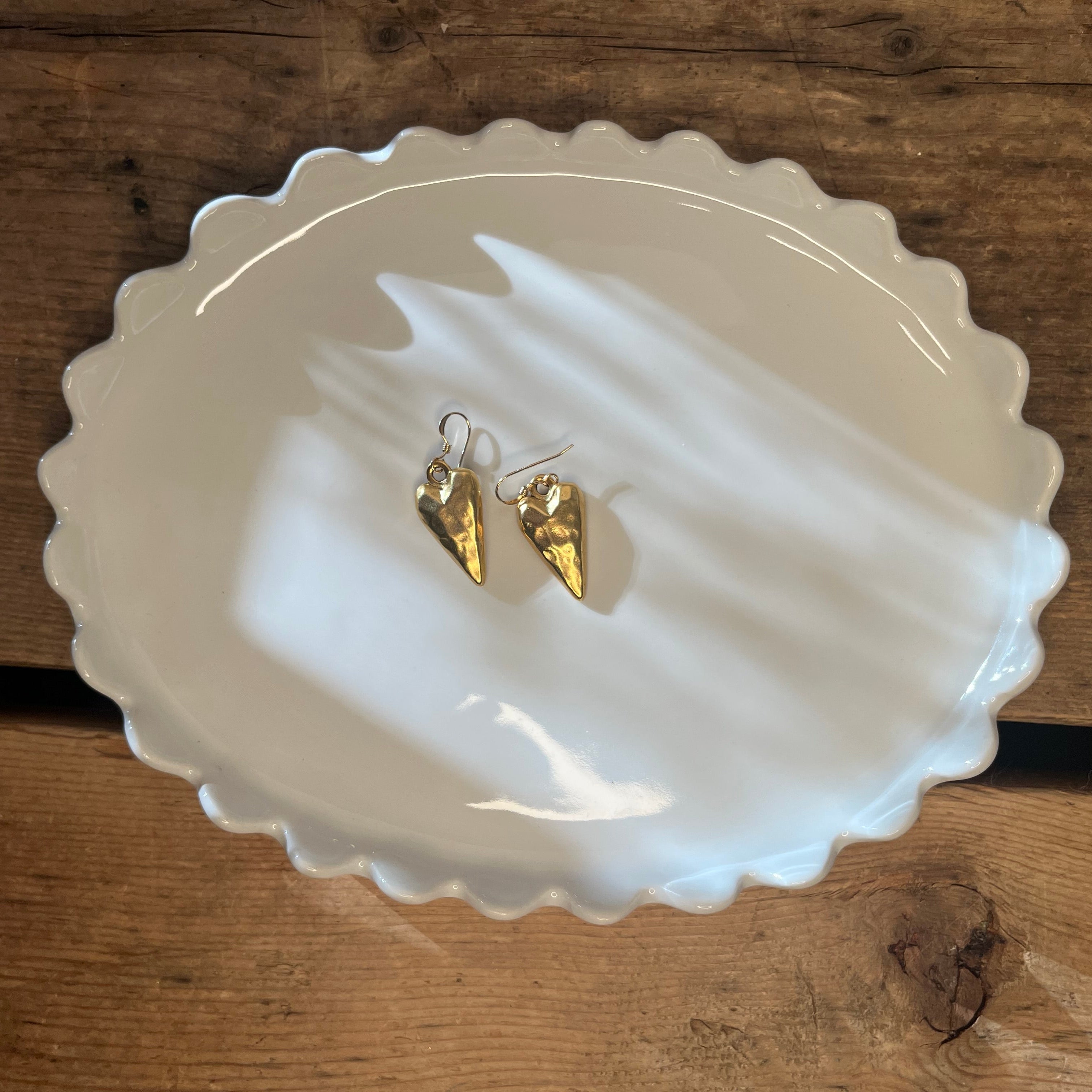 Long Heart Gold Earrings