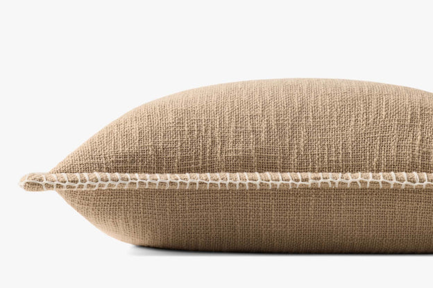 Tan Whipstitched Lumbar Pillow