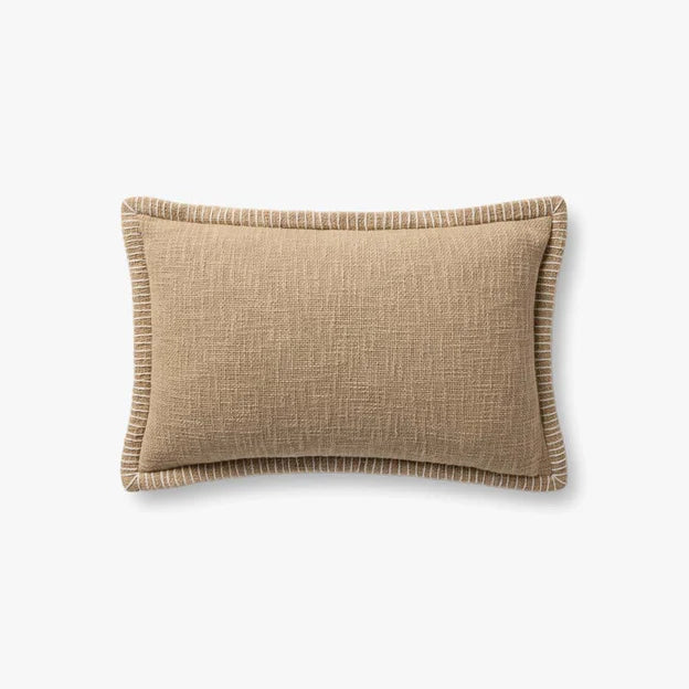Tan Whipstitched Lumbar Pillow