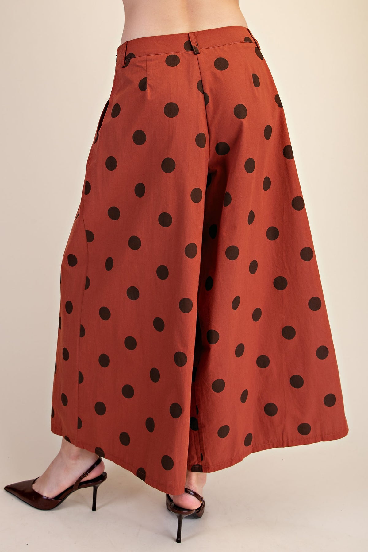 Polka Dot Pleated Top & Wide Leg Pants