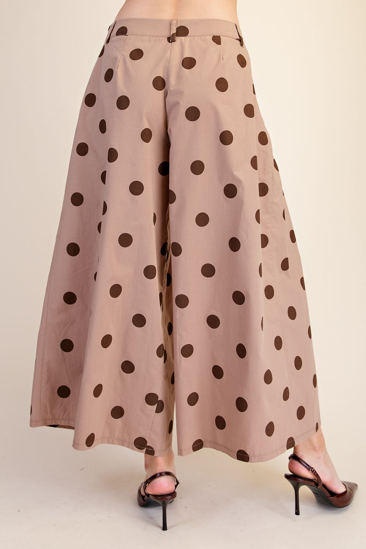 Polka Dot Pleated Top & Wide Leg Pants