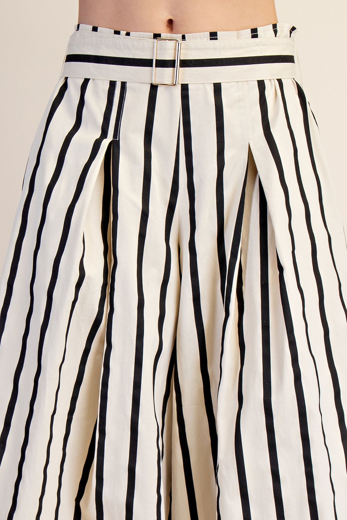 Belted High Waist Striped Pants