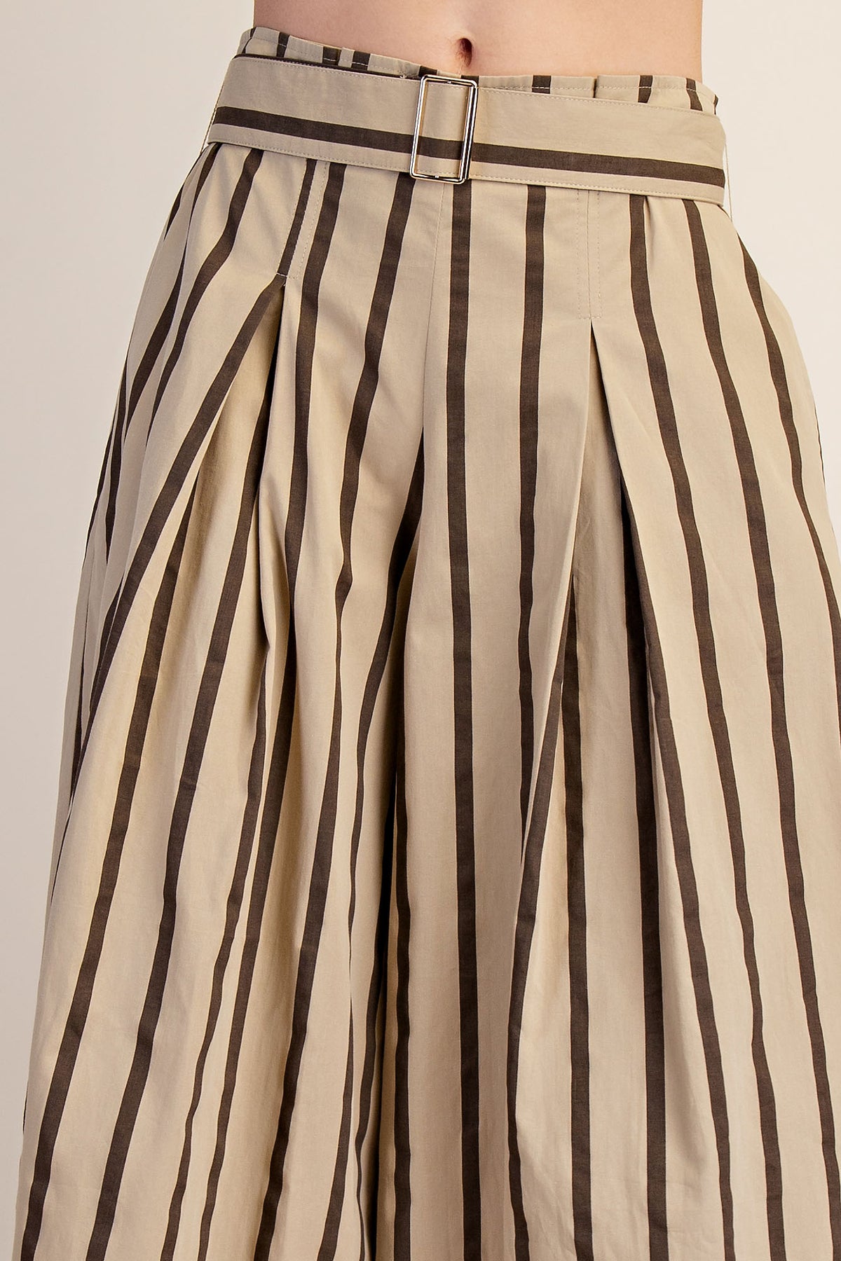 Belted High Waist Striped Pants