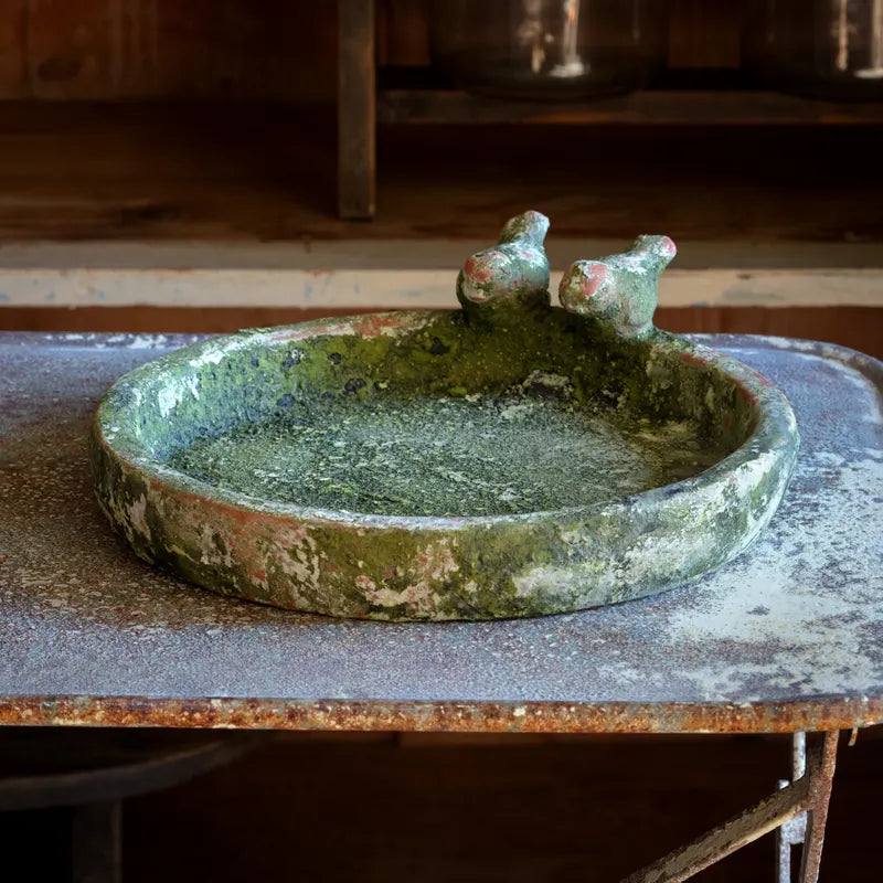 Weathered Round Bird Bath