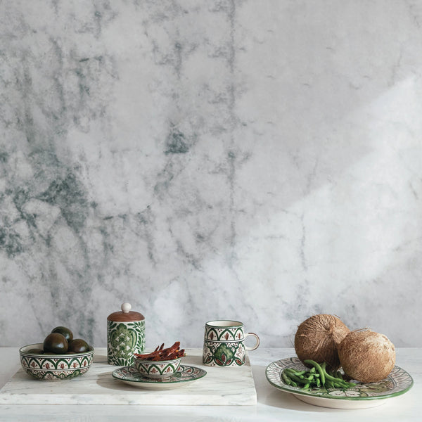 Hand-Painted Stoneware Round Plate