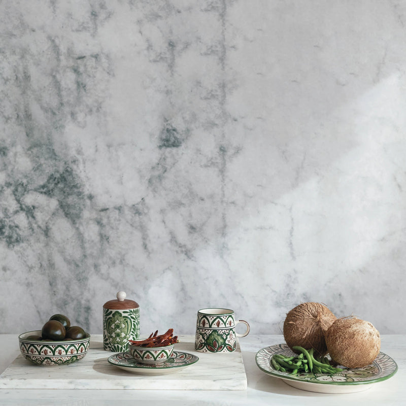 Hand-Painted Stoneware Round Plate