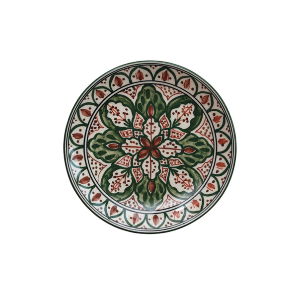 Hand-Painted Stoneware Round Plate