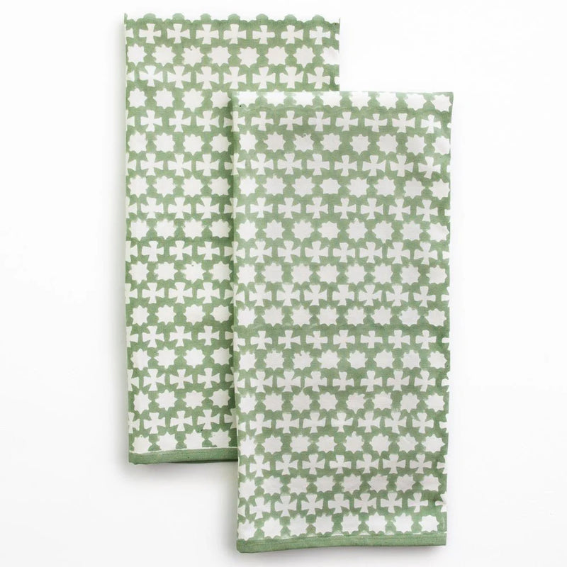 Cuban Cross Soft Sage Tea Towel