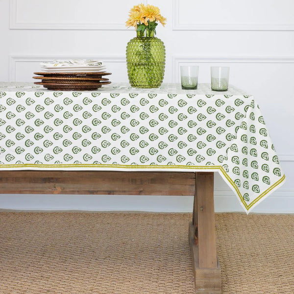 Carnation Hunter Green Tablecloth