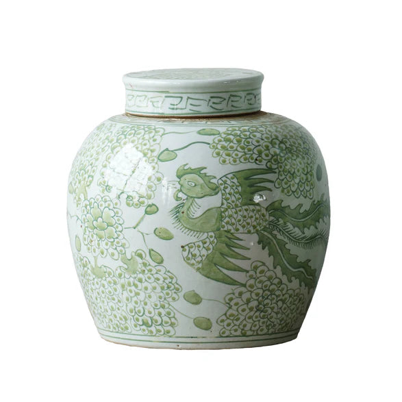 Jade Green Painted Urn