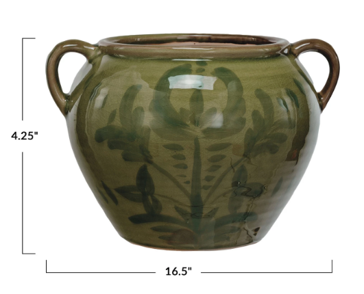 Hand-Painted Terracotta Urn