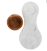 Wood Bowl with Marble Serving Board