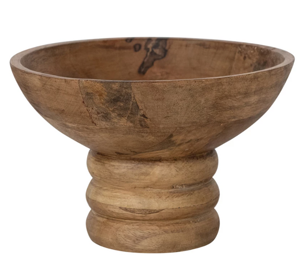 Ribbed Footed Wooden Bowl