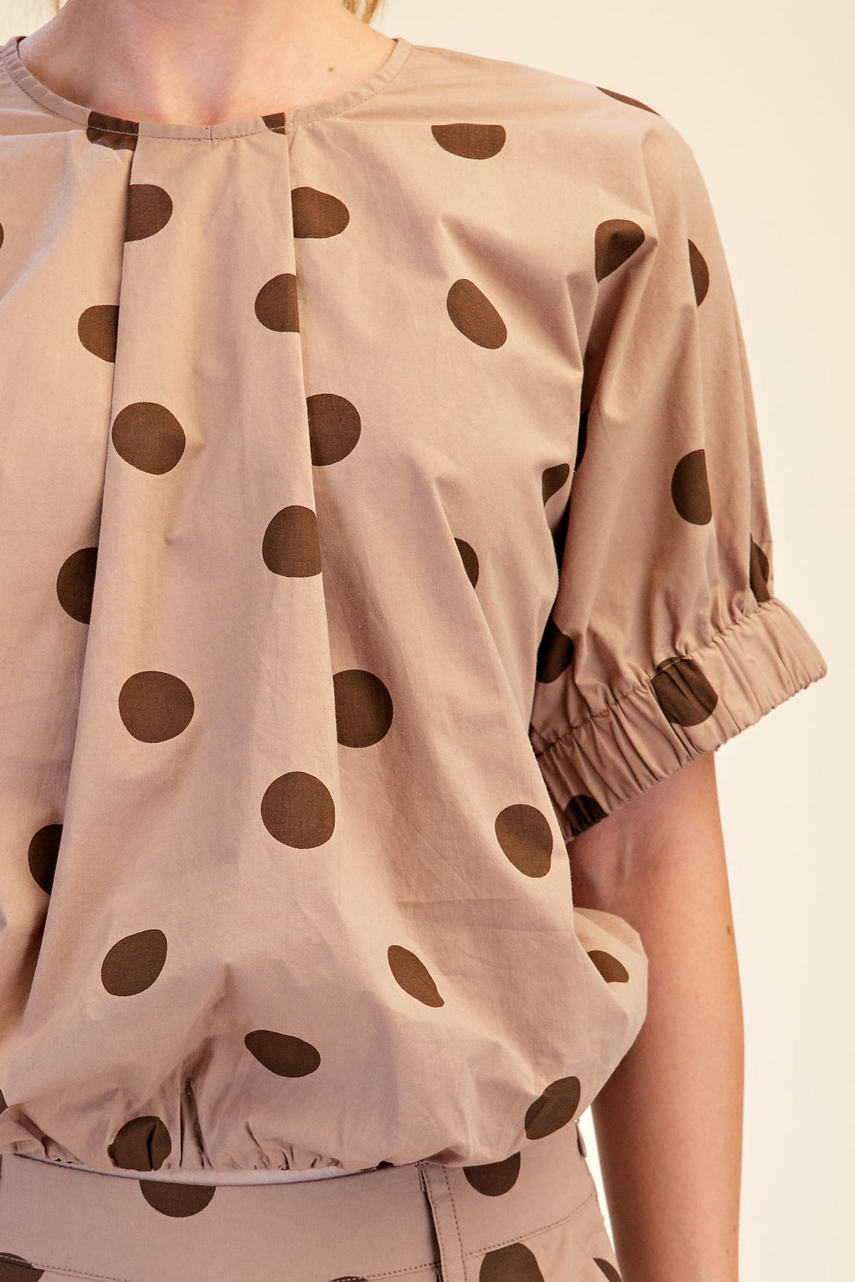 Polka Dot Pleated Top & Wide Leg Pants
